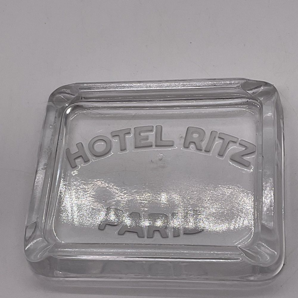 Vintage 1930’s Art Deco Style Hotel Ritz Paris Clear Glass Ashtray- Flawed